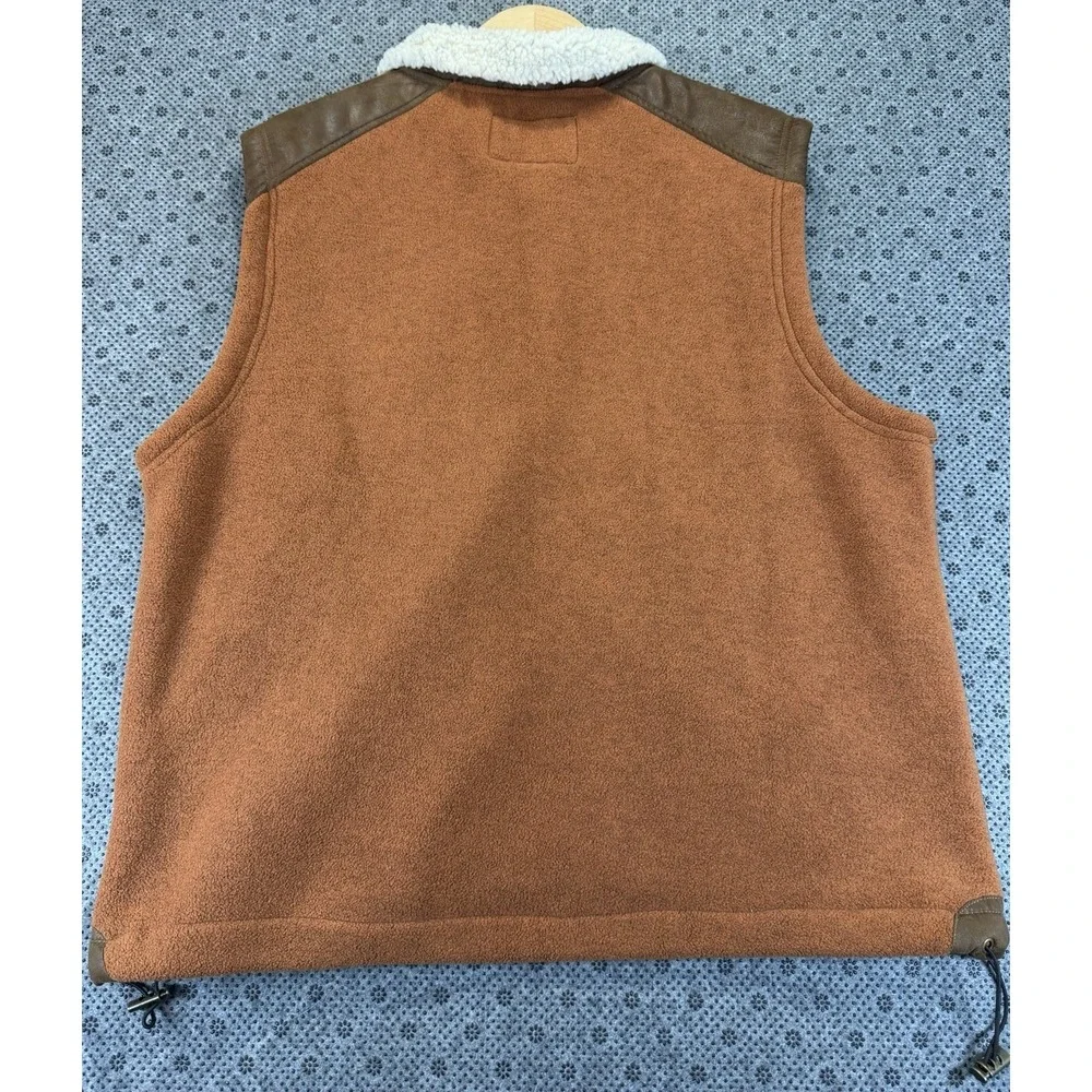 Orvis Full Zip Fleece Sherpa Collar Vest Men's Size Large Outdoors Rust Orange